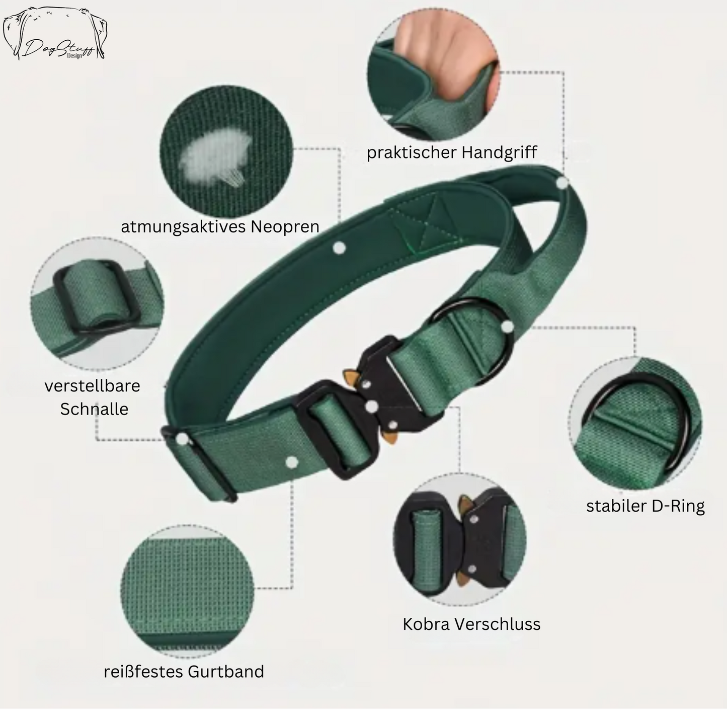 Halsband "Kobra" mit Handschlaufe